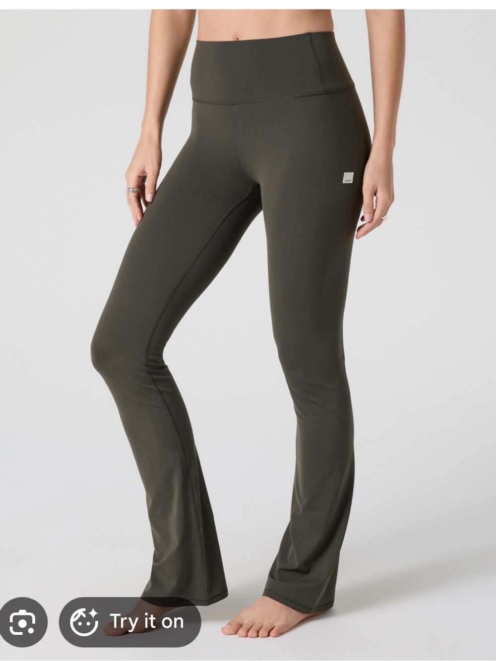 Vuori All The Feels Slim Flare Leggings in Kale